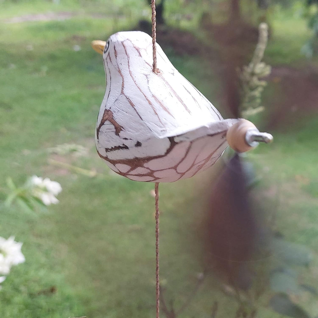 ART-CRAFT Möwen-Windspiel mit Feder Propeller mit 1 Deko Möwe +2 Ersatzfedern Holz Tierfigur als Mar