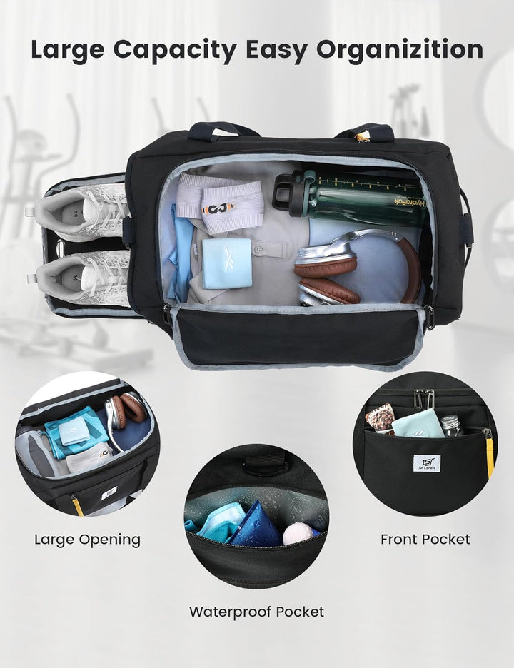 SKYSPER Sporttasche Herren 40l, Sporttasche mit Rucksackfunktion Reisetasche Gym Tasche mit Schuhfac