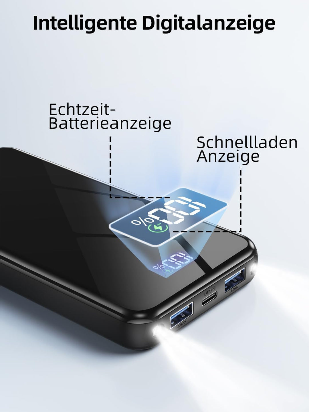 Power Bank,20000mAh Powerbank Schnellladefunktion 22,5W USB-C PD3.0 & QC4.0 Tragbarer Externer Handy