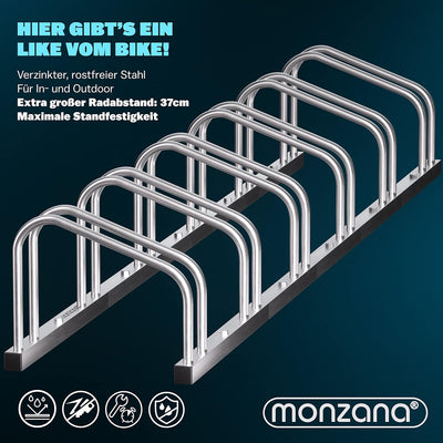 MONZANA® Fahrradständer für 6 Fahrräder 30-65 mm Reifenbreite 37 cm Radabstand Radständer Mehrfachst