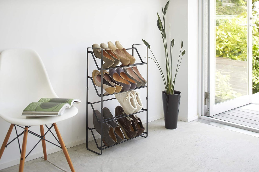 Shoe rack - Slim 4 - black Schwarz, Schwarz