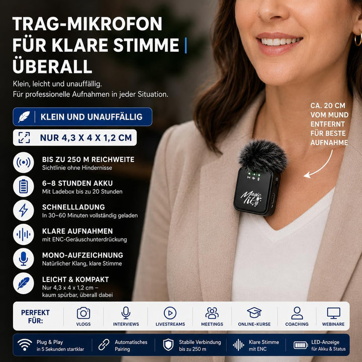 MagicMic™ 2in1 Mikrofon (3. Generation) Content Creation, Lavalier-Funkmikrofon mit Geräusch­unterdr