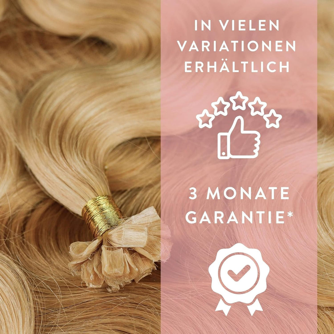 hair2heart Premium Extensions Echthaar Bondings Gewellt - 25 Strähnen 1g 60cm 9/31 lichtblond gold-a
