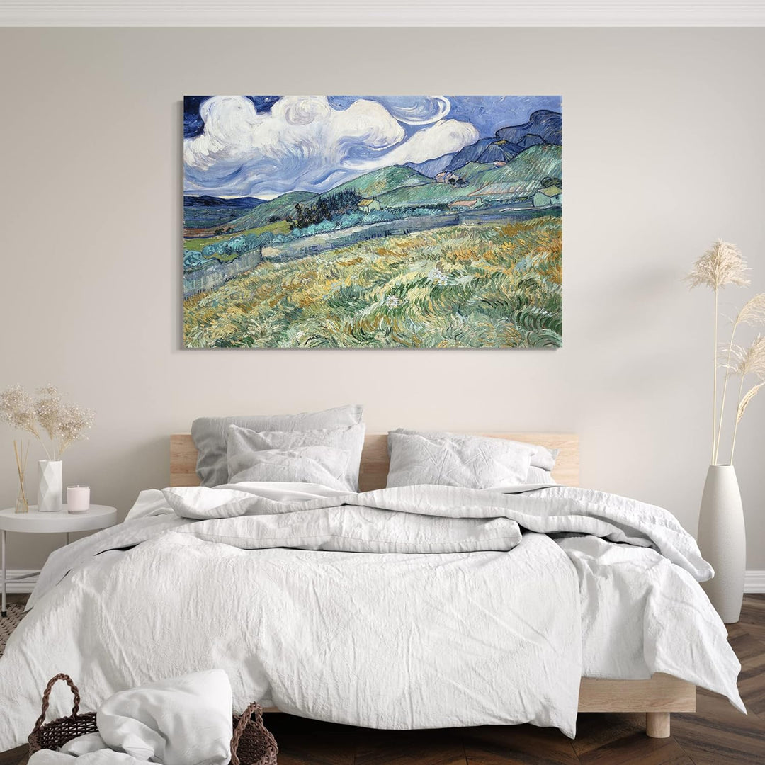 Leinwand (80x60cm): Vincent Van Gogh - Weizenfeld hinter Saint-Paul (1889) 80x60 cm, 80x60 cm
