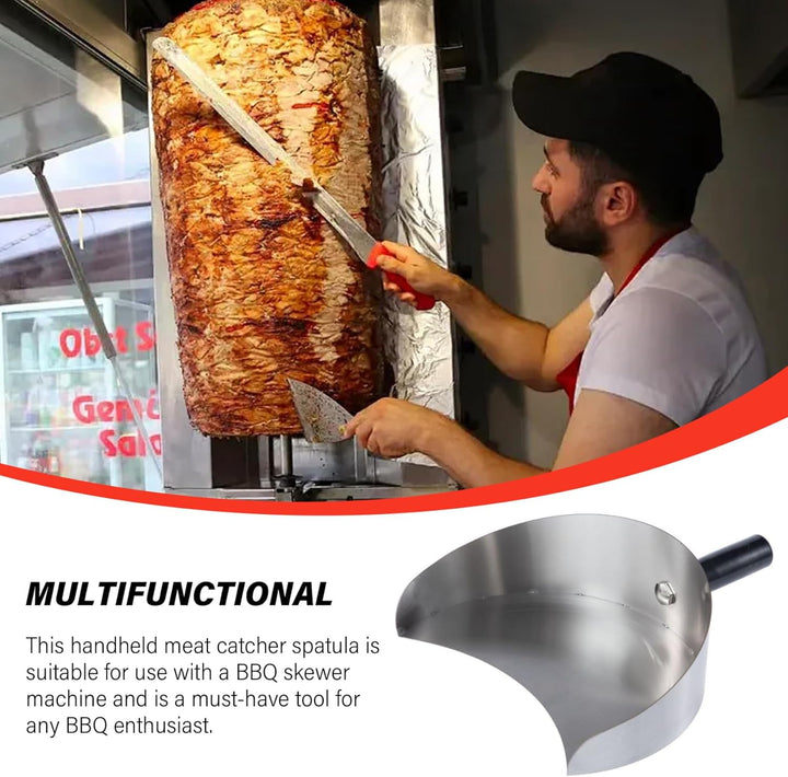 Shawarma-Werkzeug, handgehaltener Schawarma-Pfanne-Fleischfänger aus Edelstahl für Döner, Grillmasch