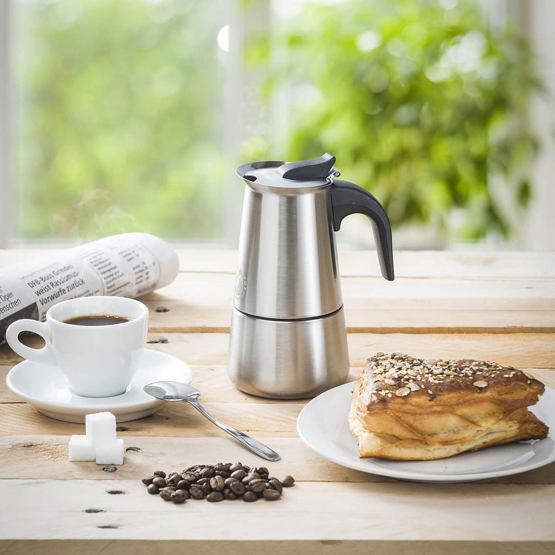Coffee Fox® Espressokocher aus Edelstahl - Kaffeebereiter Kaffeekocher Espresso-Kanne (6 Tassen - 30