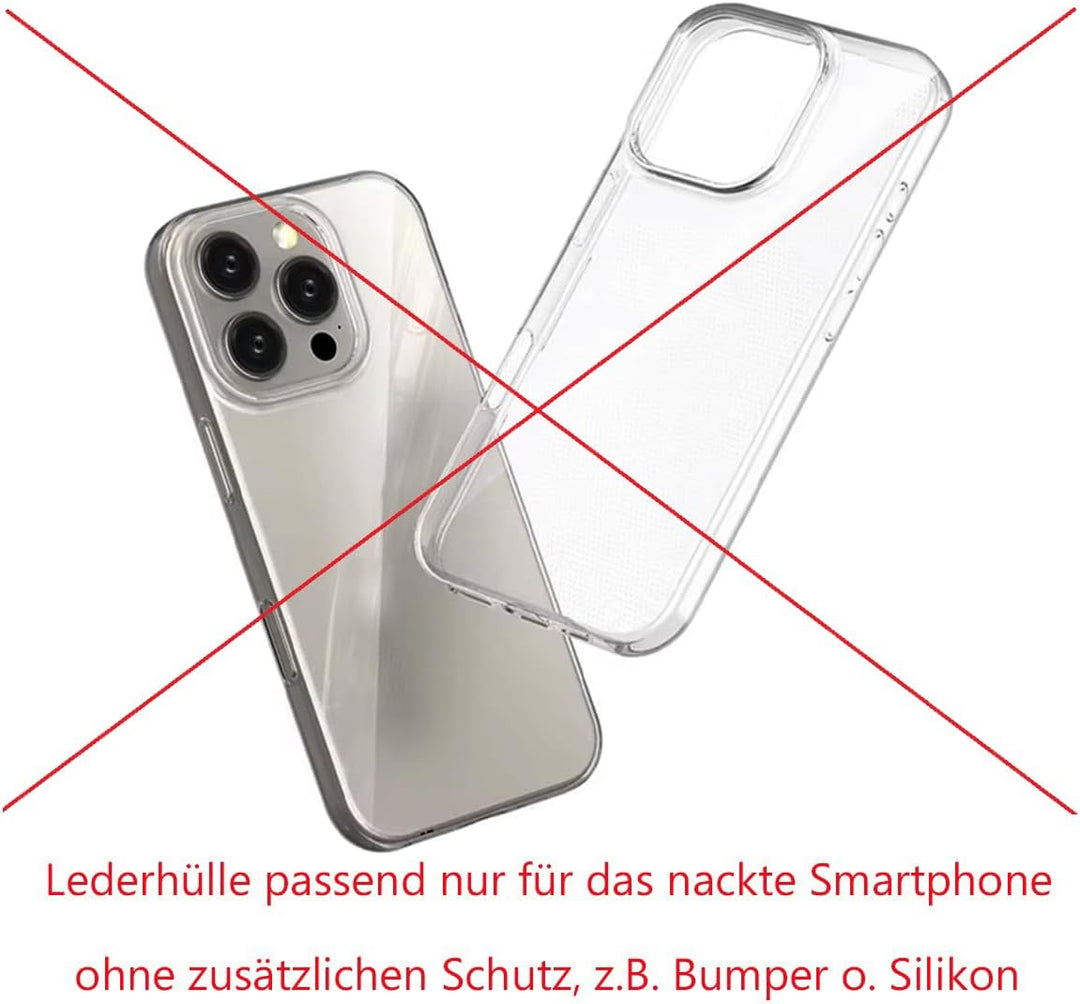 Suncase ECHT Ledertasche Leder Etui *Slim-Edition* kompatibel mit iPhone 16 Pro Max (6,9 Zoll) Hülle