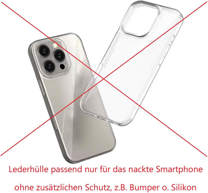 Suncase ECHT Ledertasche Leder Etui *Slim-Edition* kompatibel mit iPhone 16 Pro Max (6,9 Zoll) Hülle