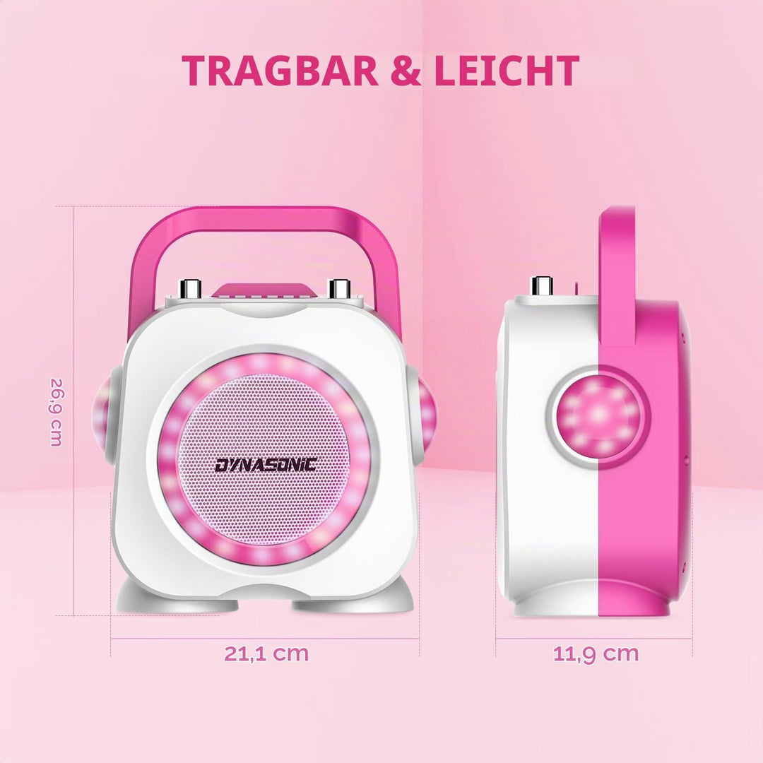DYNASONIC Karaoke mit Mikrofon, Original Geschenke für Kinder Mädchen, Sprecher, Spielzeug Mädchen (