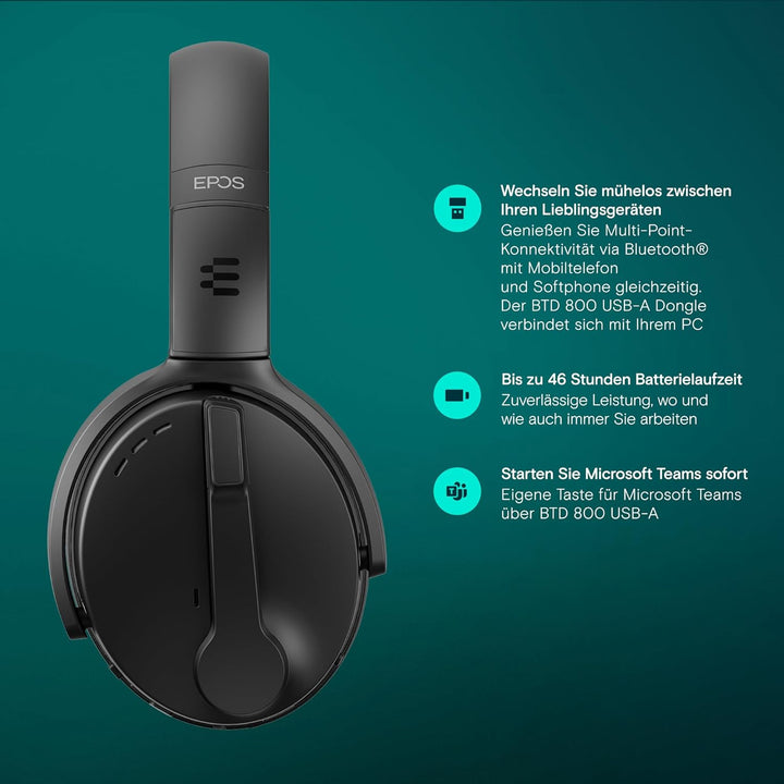EPOS I SENNHEISER C50 Bluetooth Headset mit Mikrofon | Noise Cancelling Kopfhörer mit bis zu 46 Stun