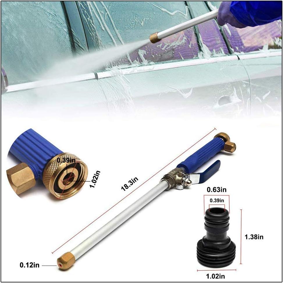 Hochdruck Wasserdüse Gun Wasserlanze mit 2 Reinigungsdüse Spraydüsen Gartenschlauch Anschluss 46 cm