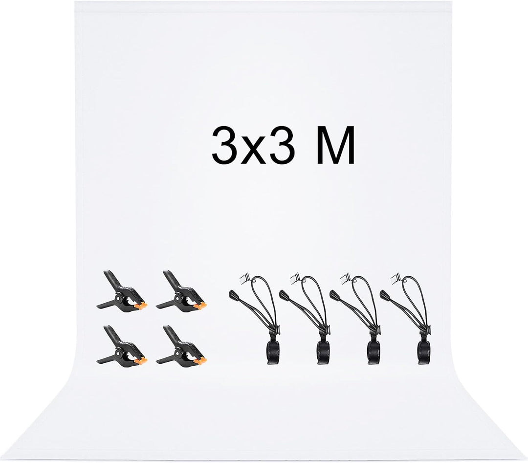 Vevelux Fotografie-Hintergrund 3 * 3 M, Foto Hintergrund aus 100% Polyester mit 4 grosse Studio Klem