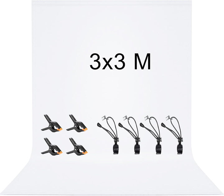 Vevelux Fotografie-Hintergrund 3 * 3 M, Foto Hintergrund aus 100% Polyester mit 4 grosse Studio Klem