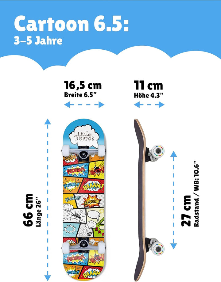 Skateboard Kinder ab 3 Jahre - Komplettboard für Anfänger 3-11 Jahre, hochwertiges Kinderskateboard