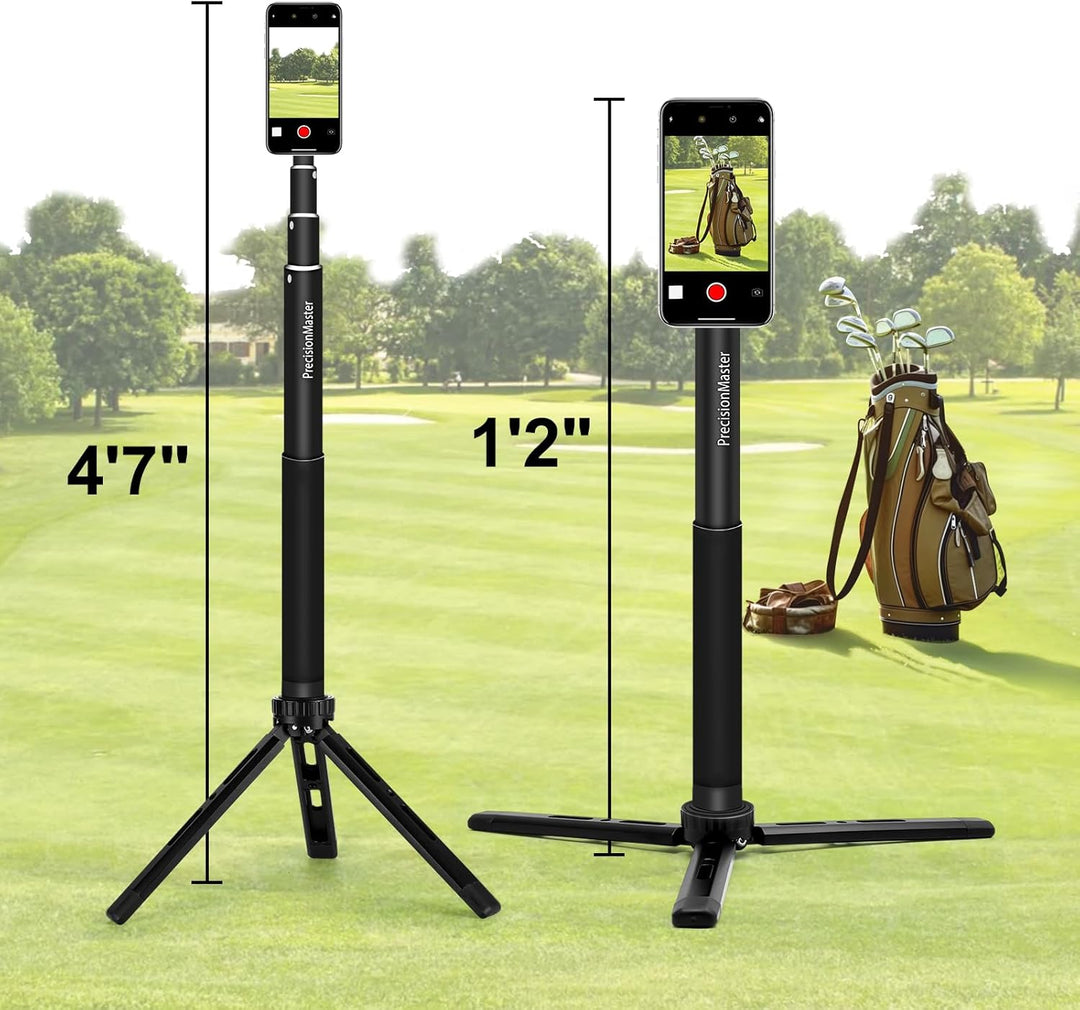 PrecisionMaster Golf Stativ Einbeinstativ, Magnetischer Golf-Filmstab, 135cm Verstellbares Aluminium