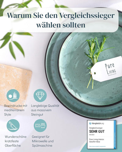 Steingut Geschirrset 6 Personen Ibiza 18-tlg. TEST SEHR GUT – Steingut Geschirr Set für Spülmaschine