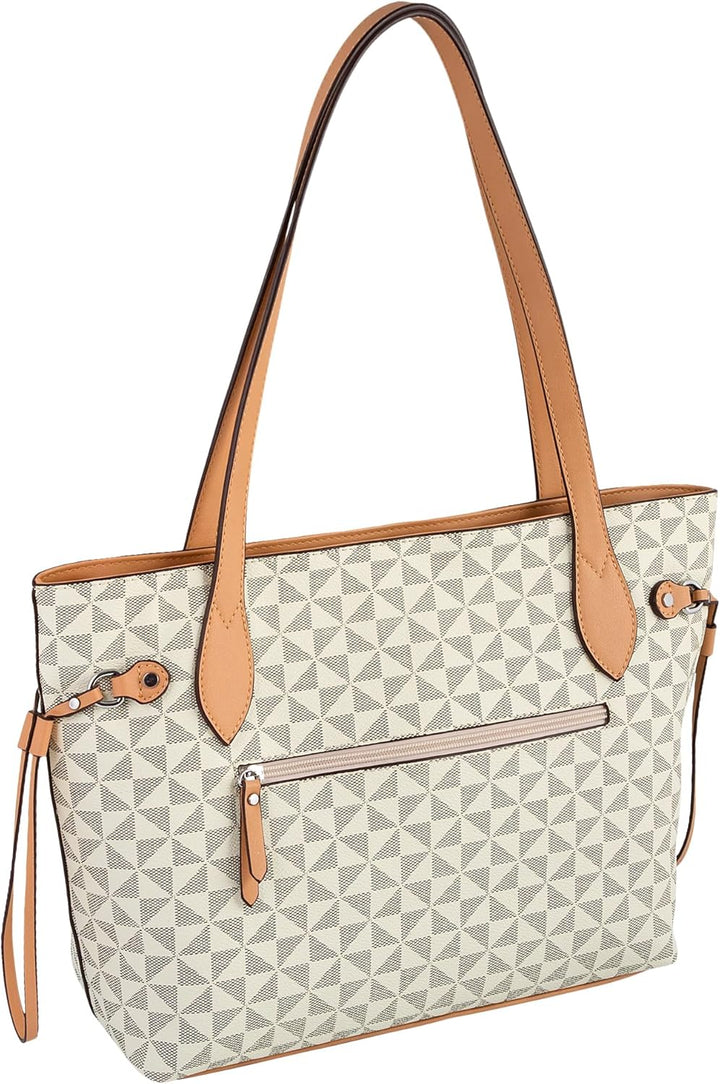 Gabor bags Barina Damen Shopper Umhängetasche Reissverschluss Mixed White, Mixed White