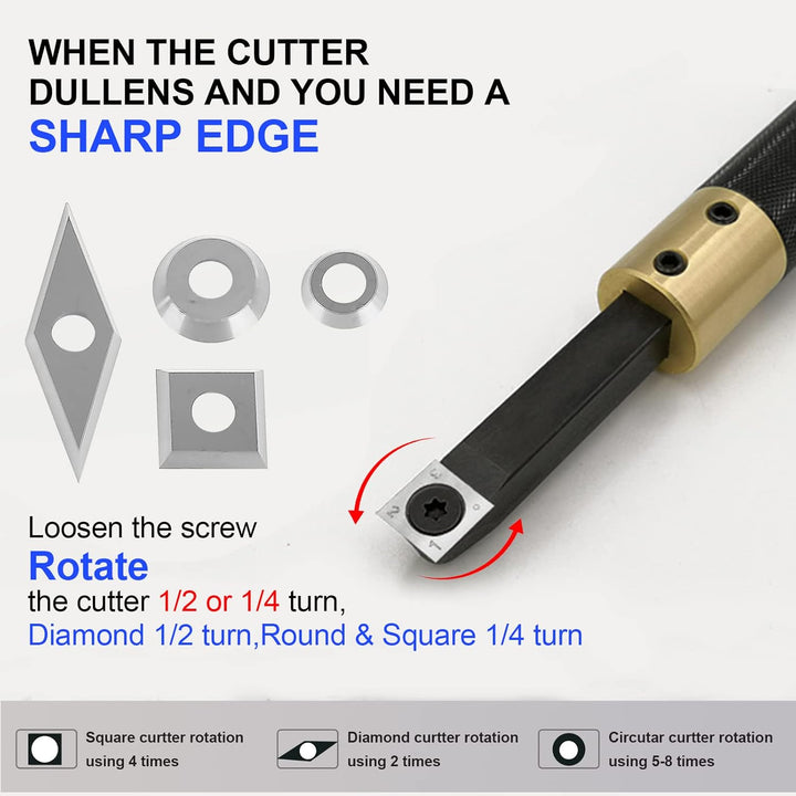 Drechselwerkzeuge,Drehmeissel Set 16 Stück,Wendeplatten Hartmetall,Diamantkopf Drechselwerkzeuge, Dr