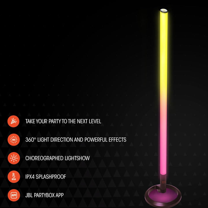 JBL PartyLight Stick, tragbare Bluetooth-Lichtleiste für JBL PartyBox-Lautsprecher, 360°-RGB-LED-Bel