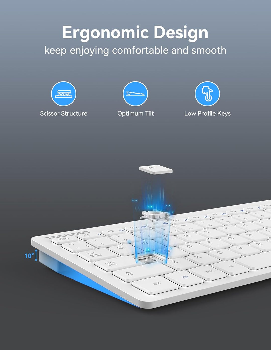 TECKNET Spanische Spezifikationen Mini-Tastatur und Maus, QWERTY Weiss, Weiß