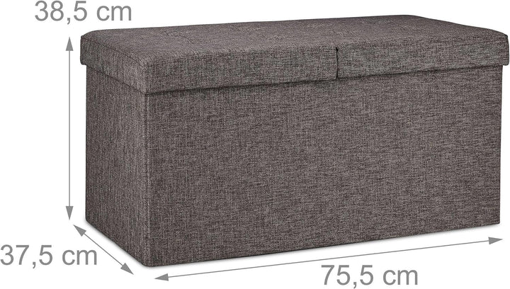 Relaxdays Sitzbank, mit Stauraum, faltbar, gepolstert, klappbarer Deckel, Flur, Wohn-& Schlafzimmer,