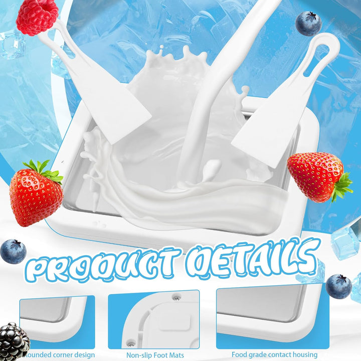 Jeinbuil Eisplatte zum eis machen Eiscreme Roller Maker Pan mit 2 Spateln Kleine Instant Rolled Ice
