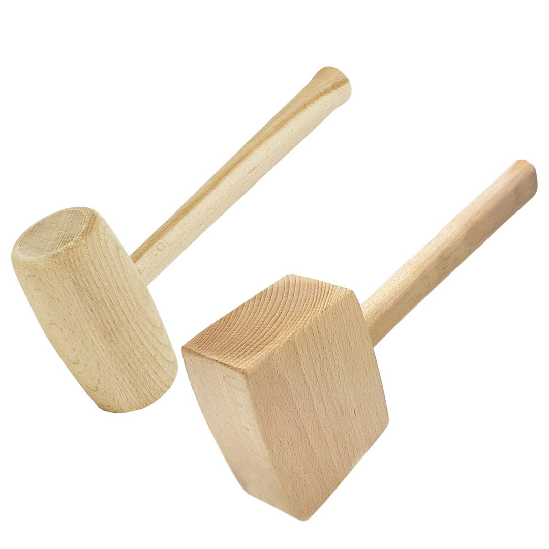 2-teilig SET Holzhammer Rund + Rechteck Schreiner Klüpfel Schreinerhammer Klopfholz Holz Hammer 21-2