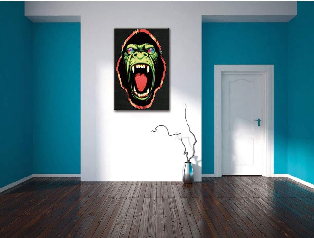 Dark Hypnotic ape black Leinwandbild Bild auf Leinwand, XXL riesige Bilder fertig gerahmt mit Keilra