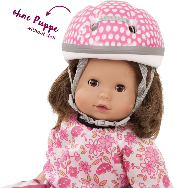 Götz 3402331 Fahrradhelm White Dots - Reithelm mit weissen Punkten für Puppen - passt für Stehpuppen