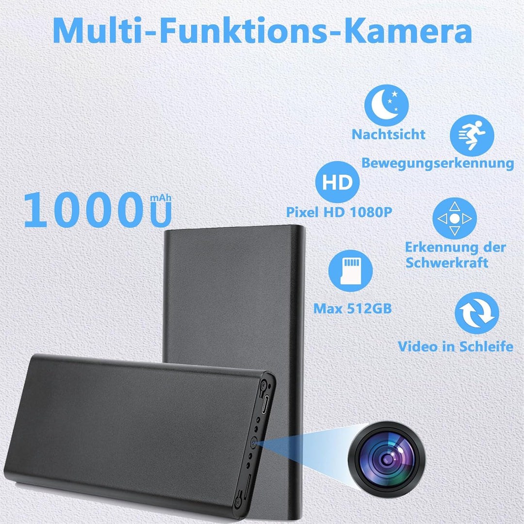Mini-Kamera, tragbare Kamera, HD 1080P-Indoor-/Outdoor-Überwachungskamera, 55 Stunden Aufnahmezeit,