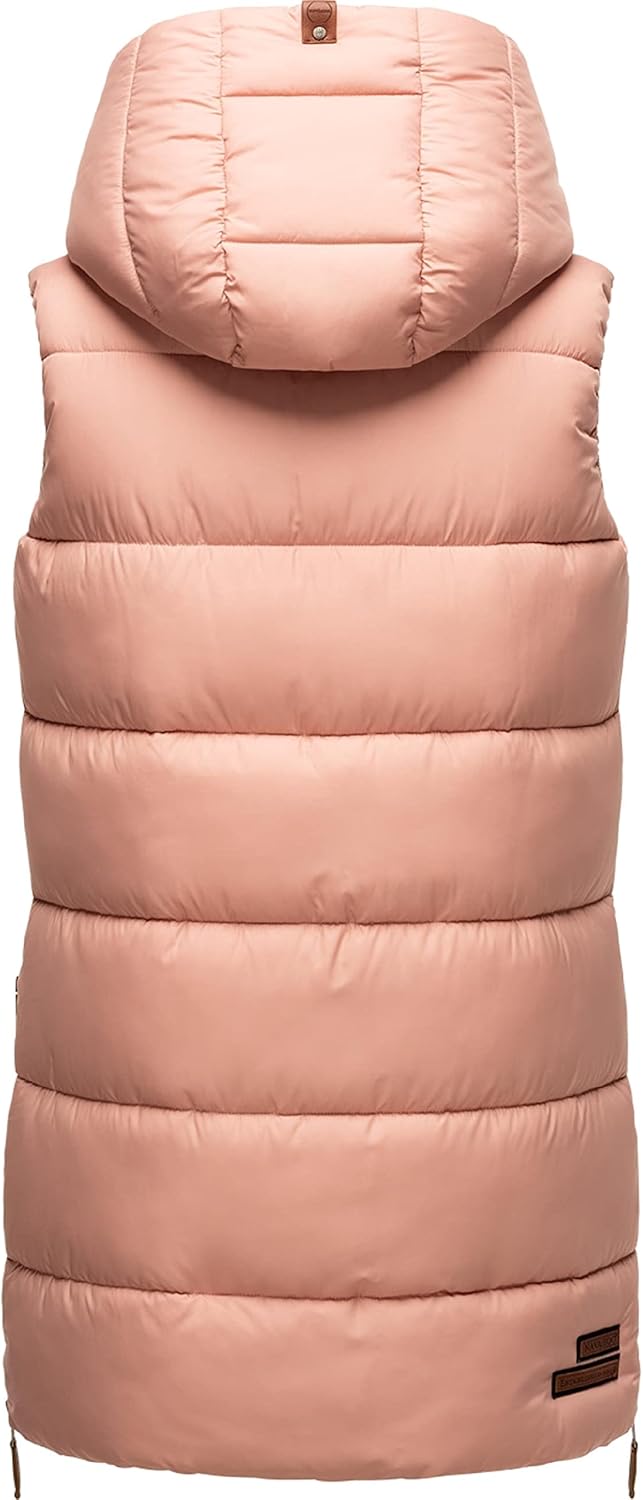 Navahoo warme Damen Winter Steppweste lang mit Kapuze Madilynaa XS-XXL S Rose, S Rose
