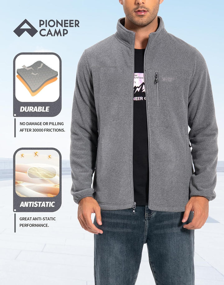 Pioneer Camp Herren Fleecejacke Full Zip Outdoor Polar Leicht Winddicht Jacke mit Reissverschluss, H