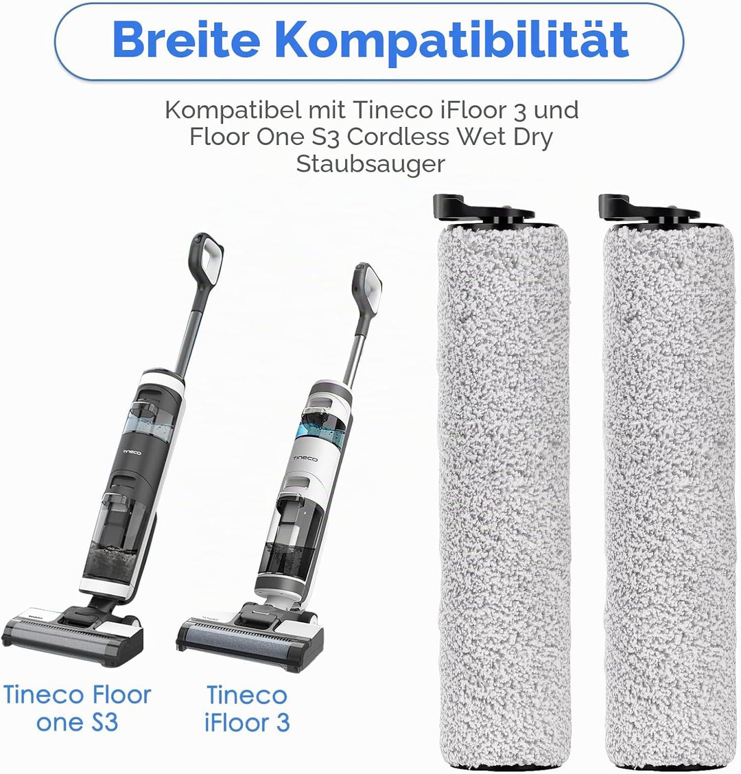 (2 Stück) Ersatz-Bürstenrollen, Kompatibel Mit Tineco iFloor 3/ Floor One S3/ iFloor 2 Akku-Nass-Tro