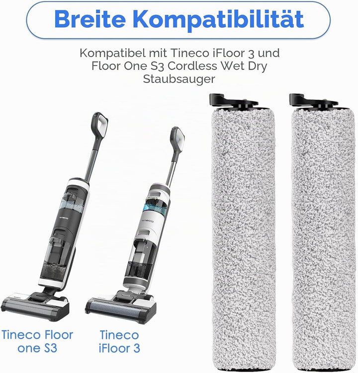 (2 Stück) Ersatz-Bürstenrollen, Kompatibel Mit Tineco iFloor 3/ Floor One S3/ iFloor 2 Akku-Nass-Tro