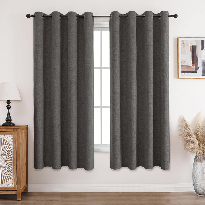 CUCRAF Vorhang Blickdicht Gardinen Grau - 2er Set H175xB140cm Deko Ösenschal Thermo Vorhänge Verdunk