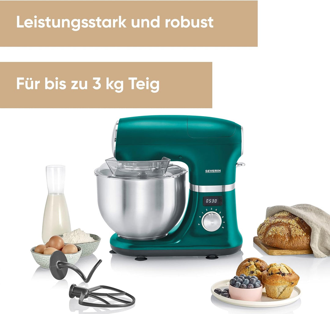 SEVERIN Küchenmaschine, grosse Knetmaschine für 3 kg Kuchenteig, robuste Teigmaschine mit Knethaken,