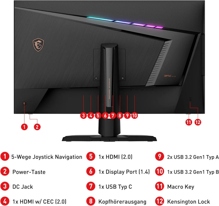 MSI Optix MPG321QRFDE QD 32 Zoll 2K Quantum Dot Gaming Monitor, WQHD (2560x1440), 175 Hz, 1 ms, Rapi