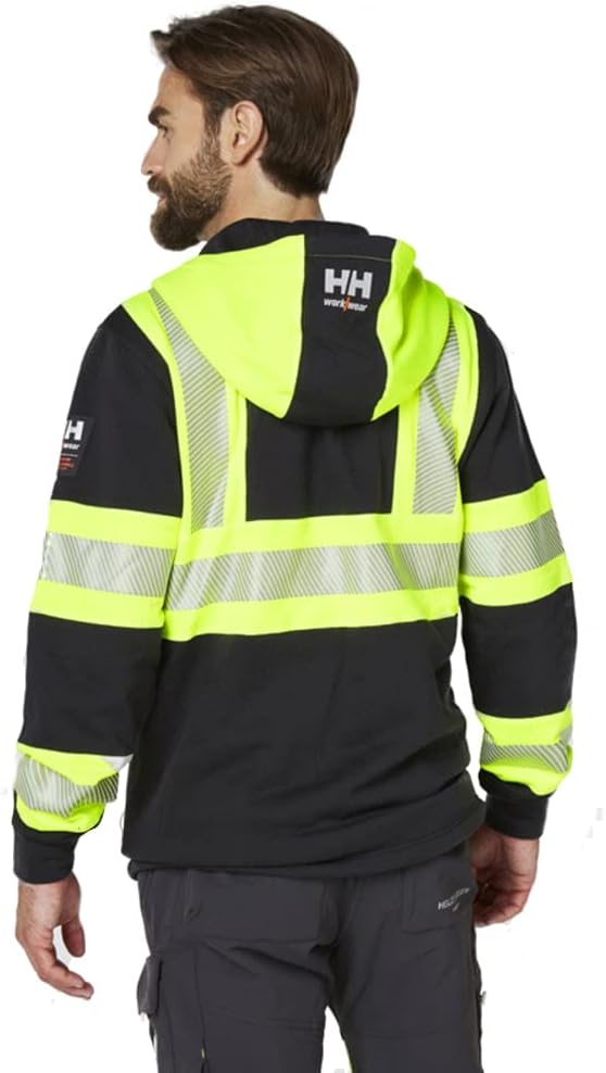 Helly Hansen Mens ICU Hi Vis Hooded Workwear Sweater Jumper Hoodie, S