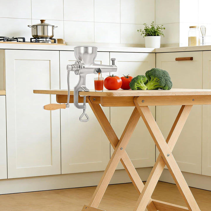 Weizengras Entsafter, Manuelle Saftpresse aus Edelstahl 304 mit Holzgriff, robuste Hand-Entsafter Sa