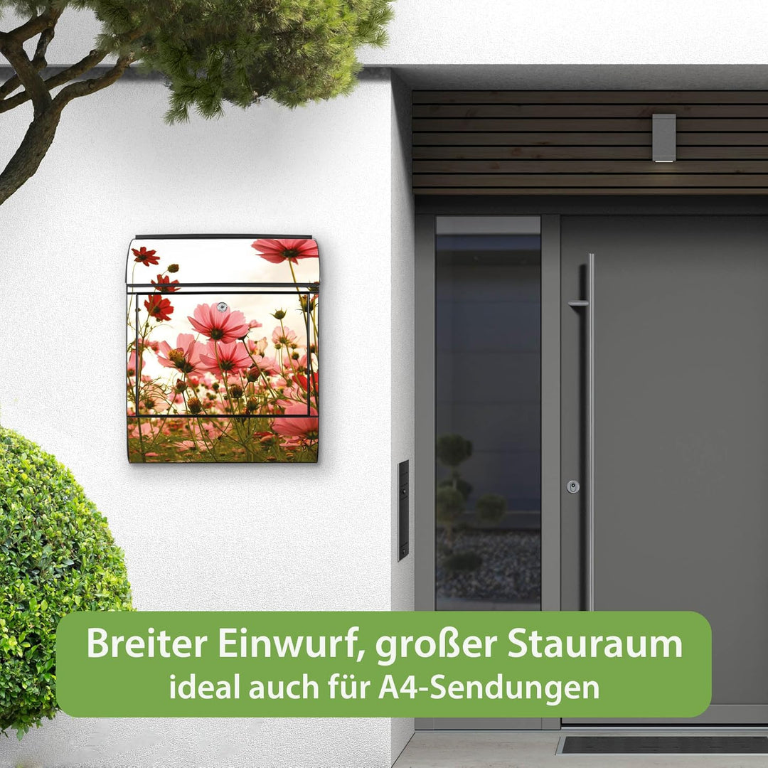 banjado® Design Briefkasten mit Motiv Schmuckkörbchen 39x47x14cm &amp; 2 Schlüssel - Briefkasten Stahl s