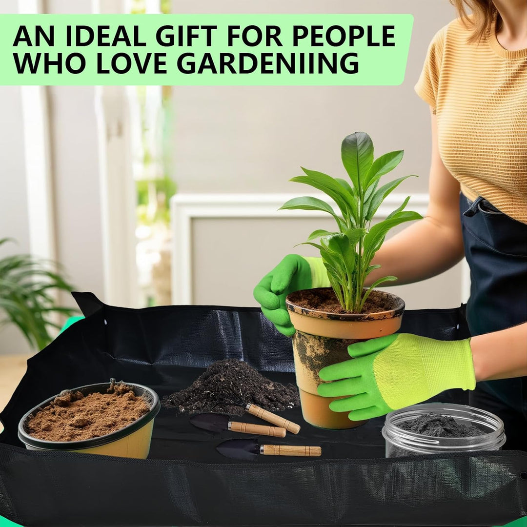 Gartenmatte Pflanzmatte,2 Stück wasserdichte Pflanzen Umtopfmatte,Faltbare Pflanzenmattemit Gartenwe