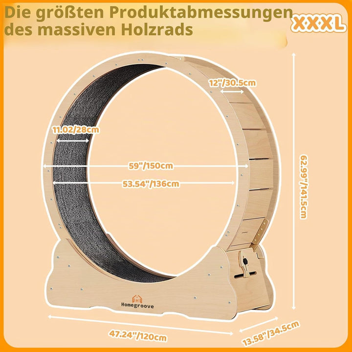 Homegroove XXXL Katzenlaufrad, 59 "/150cm Extra grosse Katze Übungsrad für Maine Coon &amp; grosse Katze