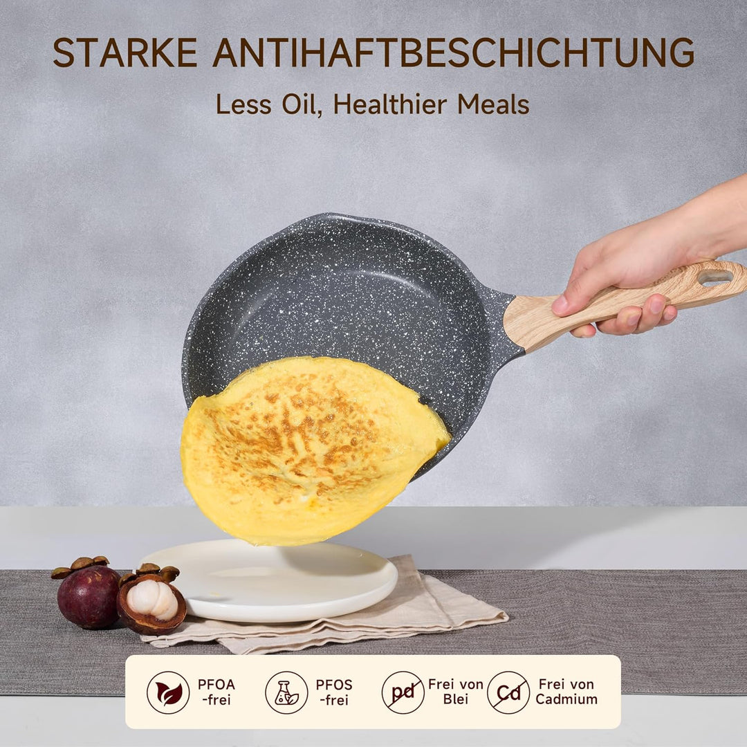 JEETEE Topfsets Pfannenset 23-Teilig, Antihaft-Granit Topf und Pfannenset mit Glasdeckeln, Topfset I
