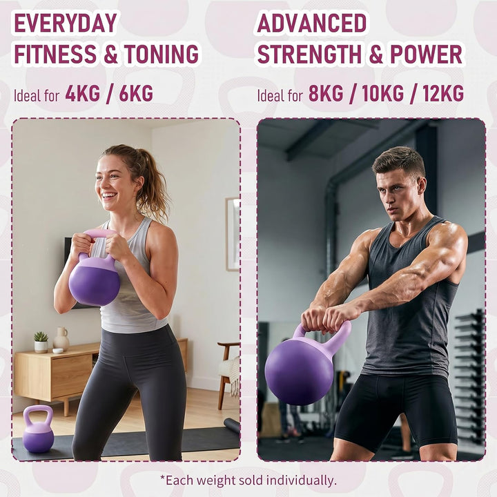 Soft Kettlebell 4-12kg - Bodenschonend und Leise, Eisensand-Kugelhantel mit ergonomischem Griff für