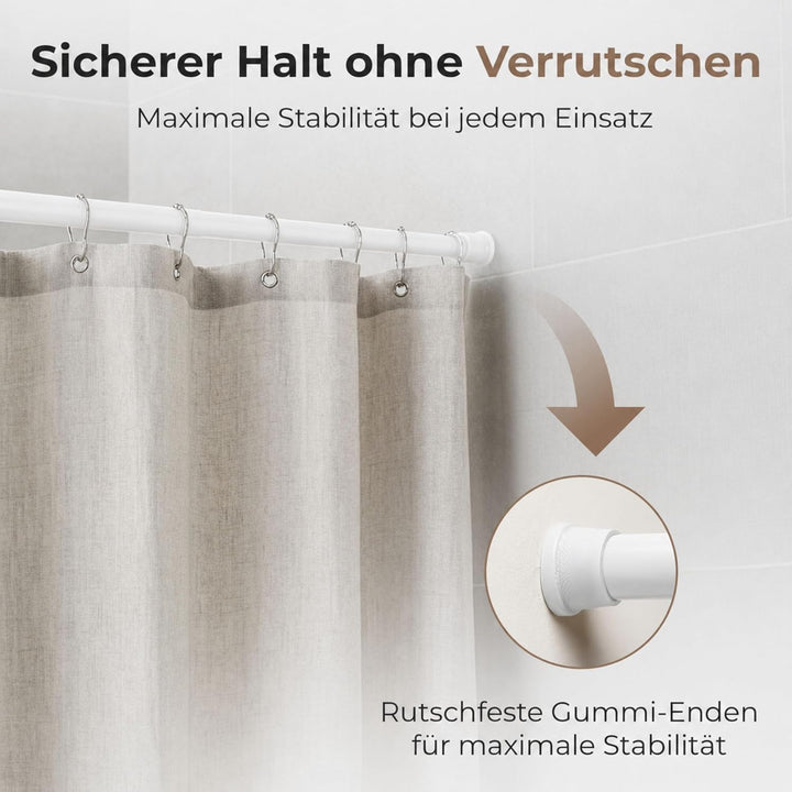 Aquabad® Hastaflex Teleskop 190-300 cm Duschvorhangstange ohne Bohren, Weiss, für Dusche und Fenster