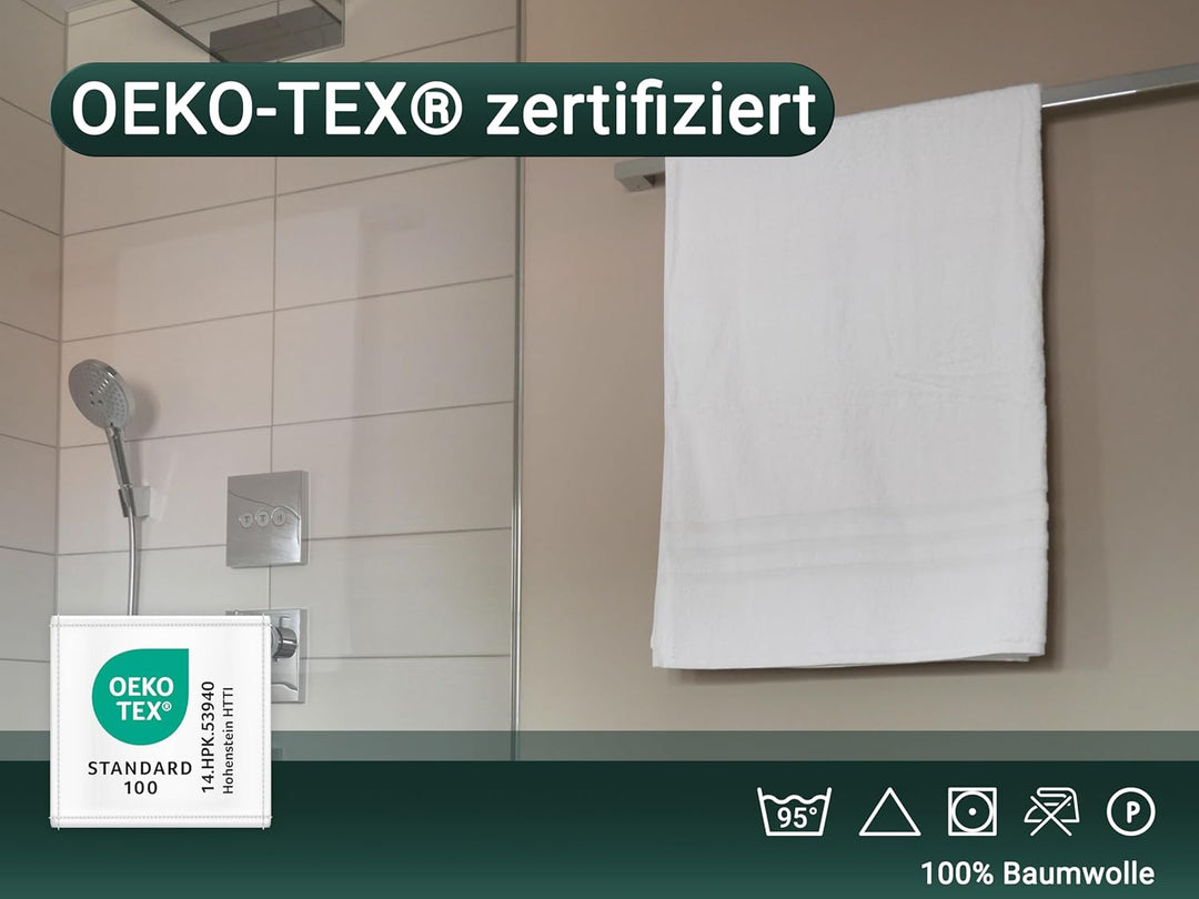 ZOLLNER 2er Set Badetücher, 100x150 cm, 100% Baumwolle, 550g/qm, weiss 100 x 150 cm Weiss, 100 x 150