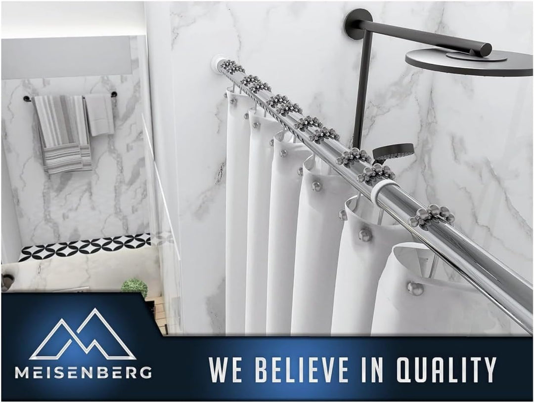 MEISENBERG Gardinenstange ohne Bohren 210-260cm, Ø32mm Matt Schwarz belastbare Klemmstange zum Auszi