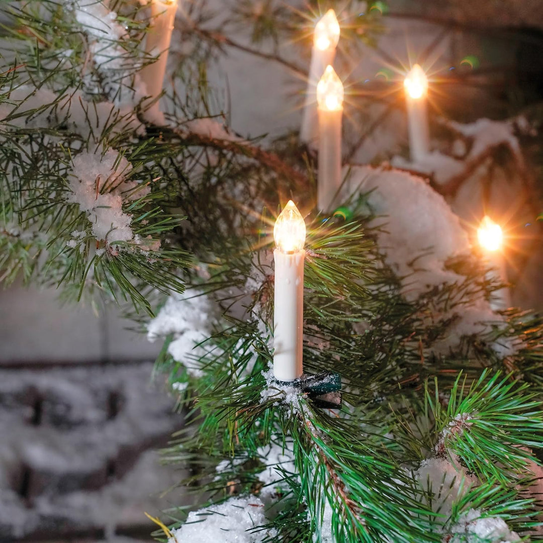 Esotec Solar Weihnachtsbaum Lichterkette, 10m, 20 LED Kerzen, warmweiss, klemmbar, LiFePo4 Akku, Zul