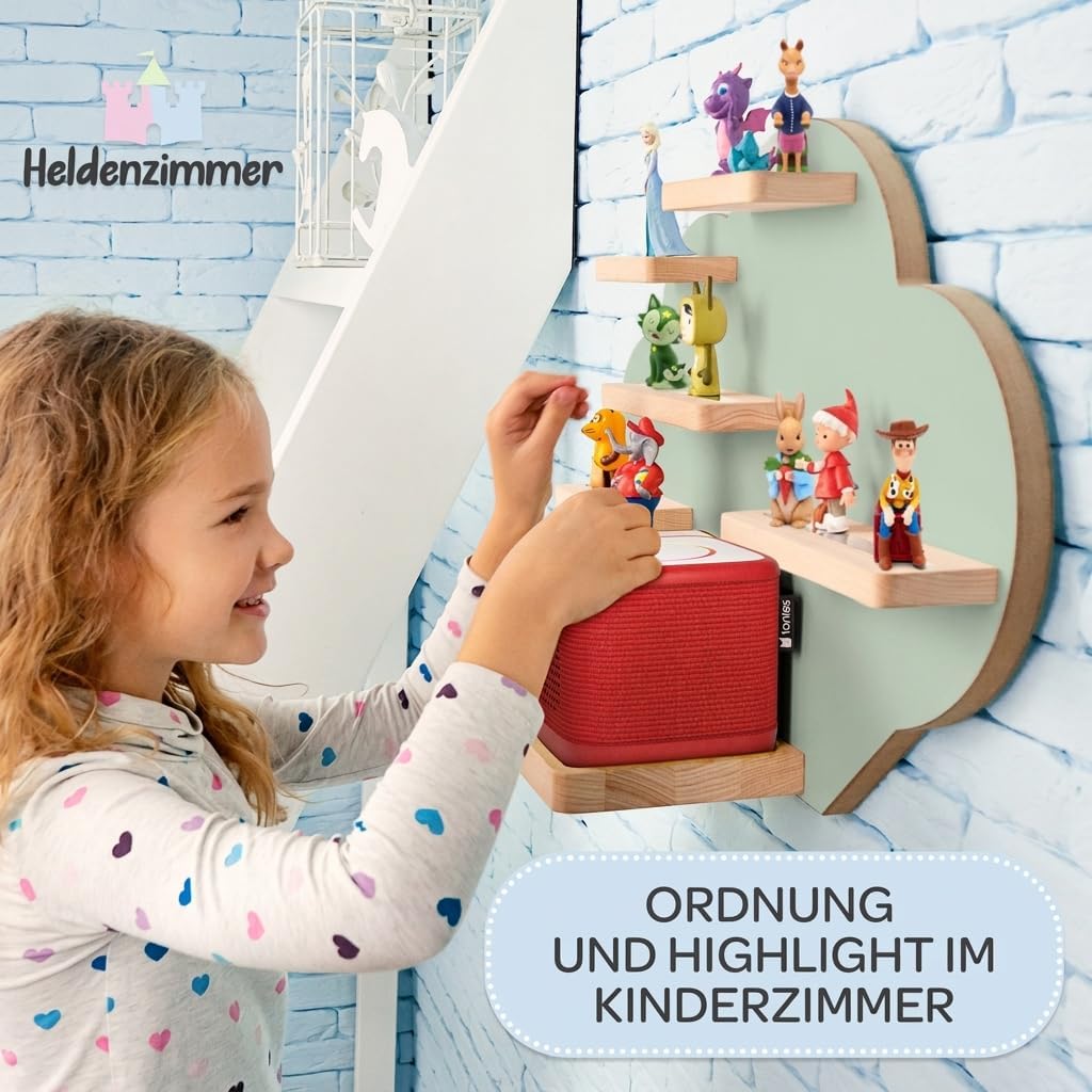 Tonie Regal Wolke Grün für Toniebox 1 & 2 [GRATIS Tragetasche] bis 20 Figuren - Mädchen und Junge -