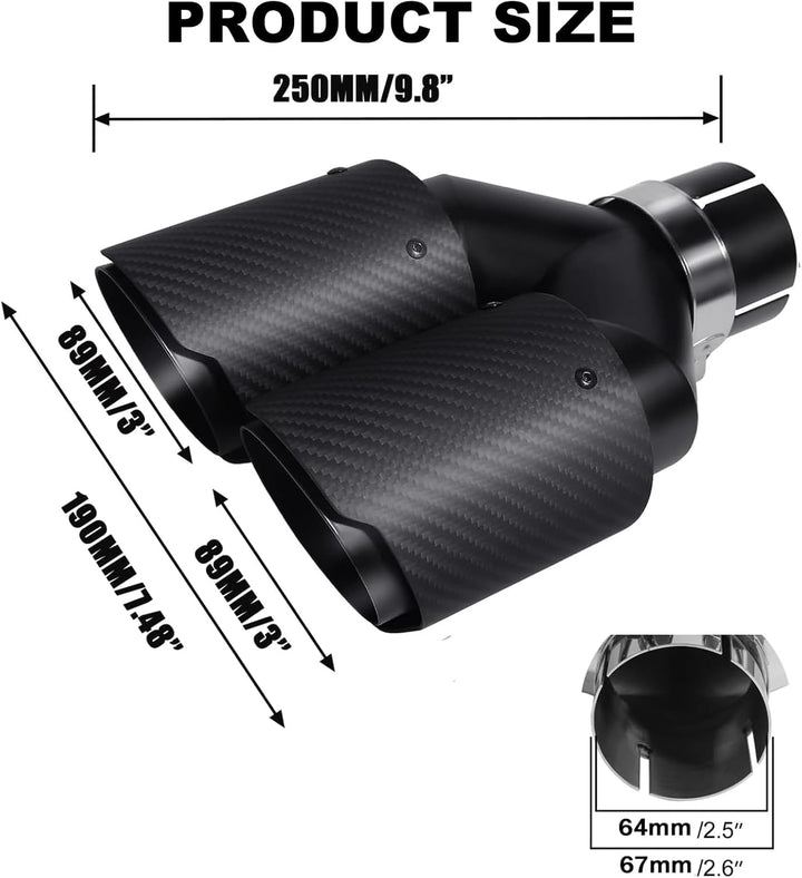 Krtopo 63mm Doppelschalldämpfer Spitze Carbon Auto Auspuffrohr Heckspitze Heckspitze Einlass 2,5" Au